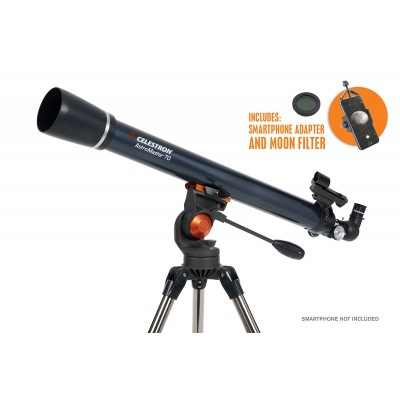 CELESTRON ASTROMASTER 70AZ TELESCOPE W/ PHONE ADAPTER & MOON FILTER